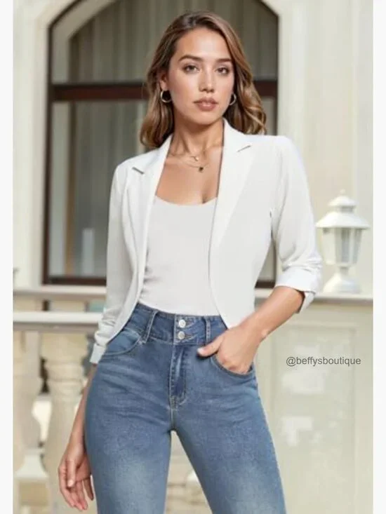 Casual Work Blazer Jacket High Low Tailored Design Professional Office Wear - Picture 3 of 7